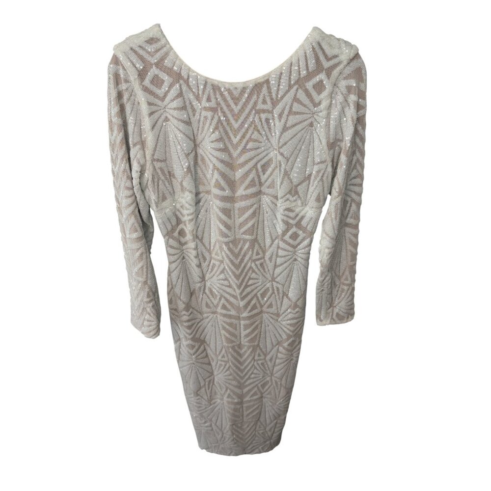 Dress the Population Emery White Sequined Scoop Back Midi Dress - Picture 5 of 9